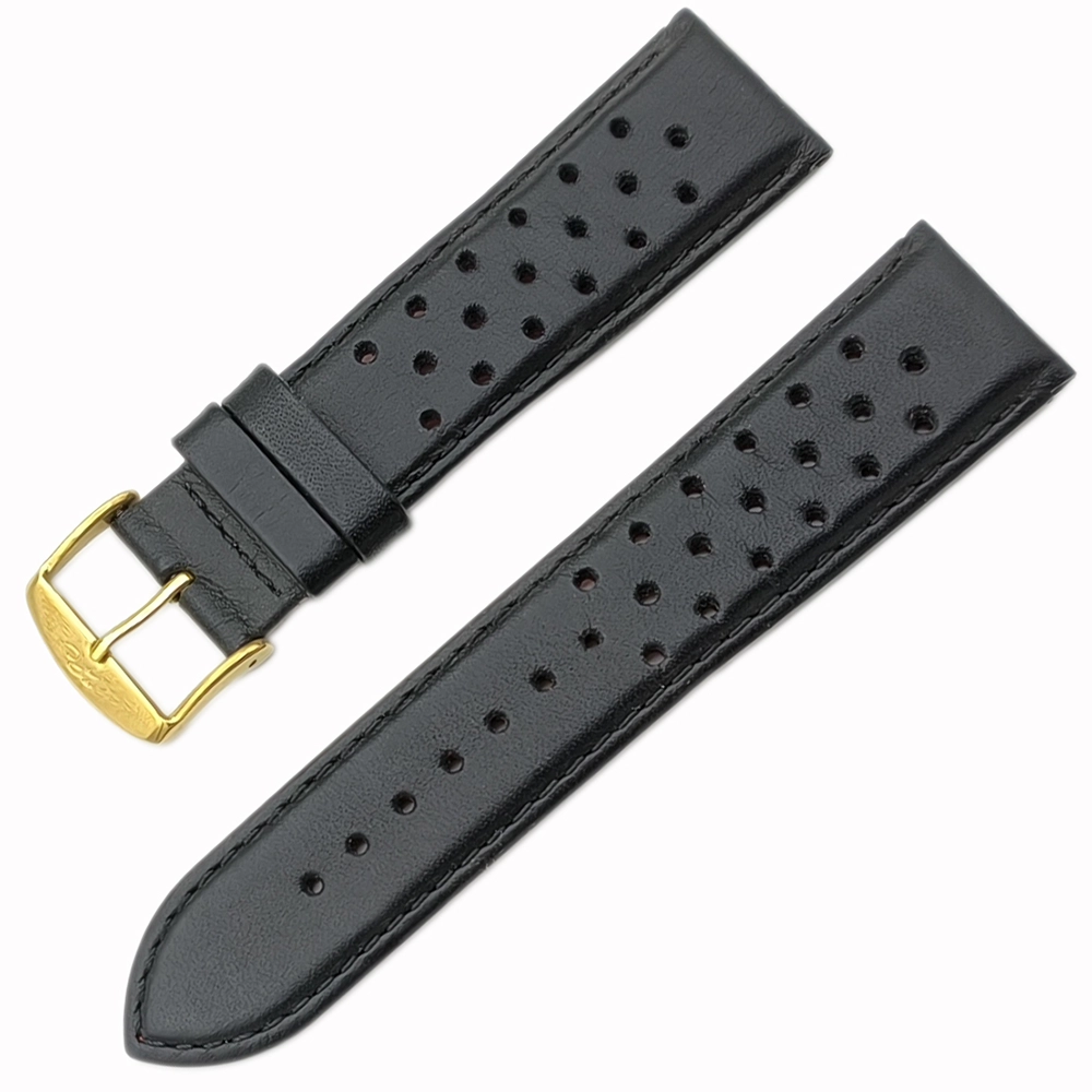 ZRC Cow Perforated Veau Deri Saat Kayışı  22mm  Altın Rengi Inox Toka