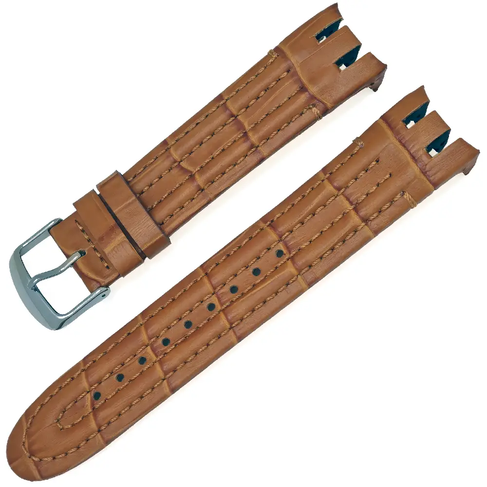 Bandco Swatch YRS Uyumlu Kavisli Hakiki Deri Saat Kordonu