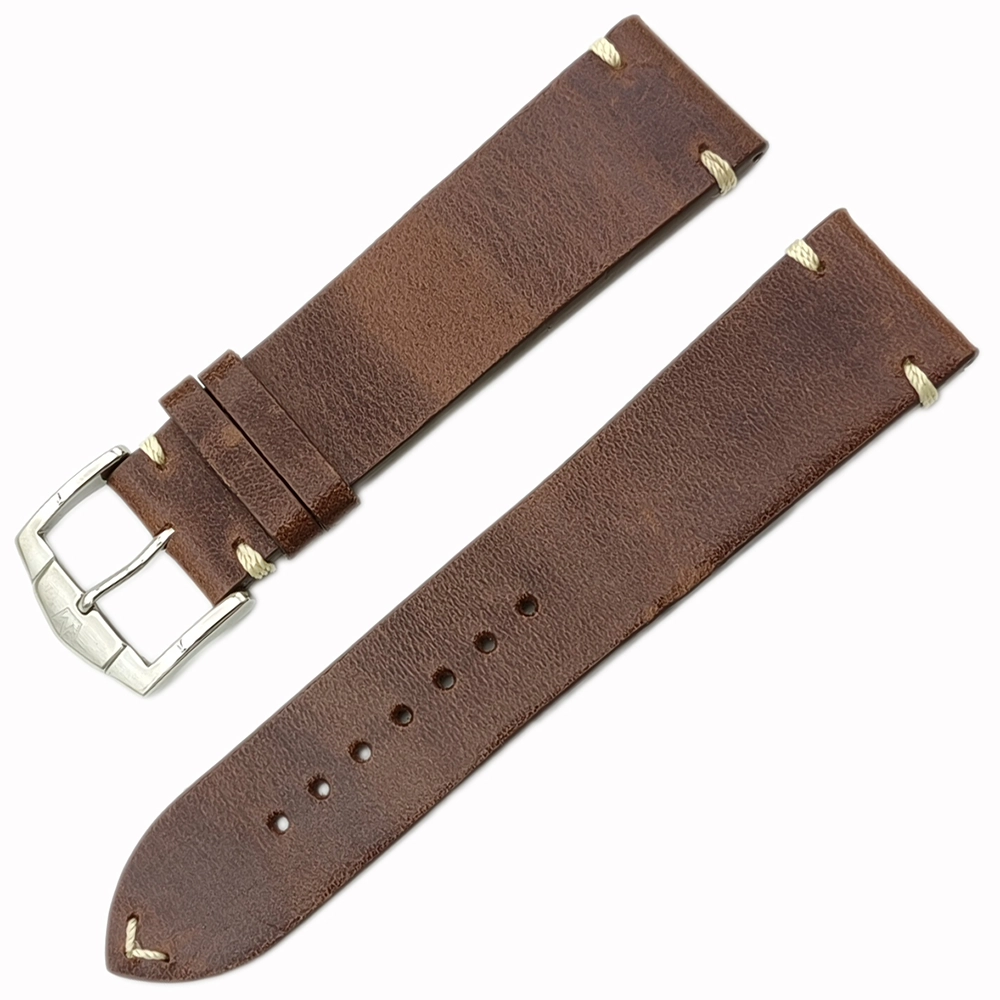 ZRC Cowhide Kahverengi Saat Kayışı  22mm Montaj Genişliği