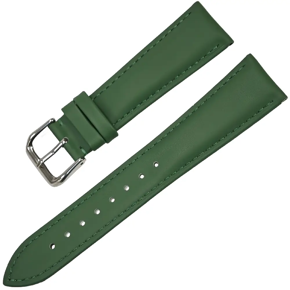 Dugarry Yeşil Hakiki Deri Saat Kordonu - Yarı Bombeli Tasarım22-24mm