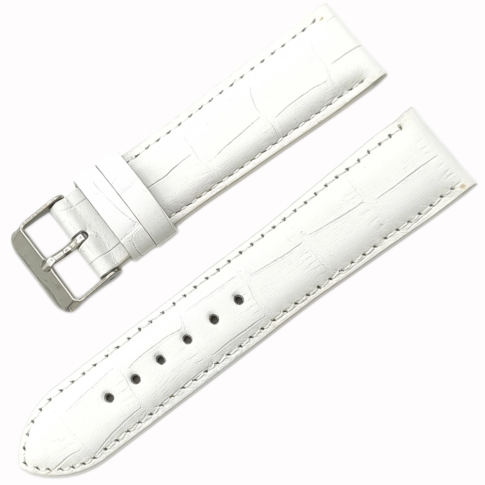 Hakiki Deri Saat Kordonu 22mm Beyaz Kroko Desen