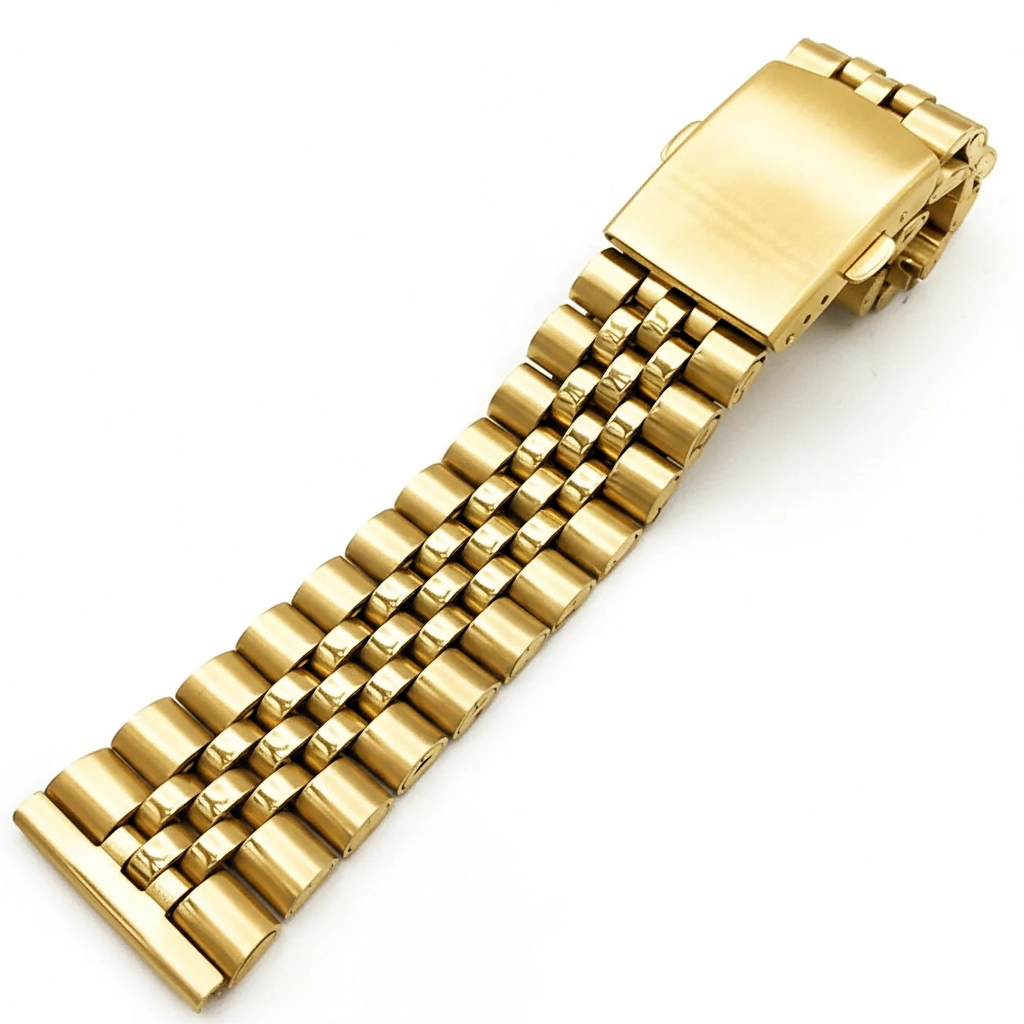 Altın Sarısı Bükme Çelik Jubilee Model Saat Kordonu 22mm Folded Link
