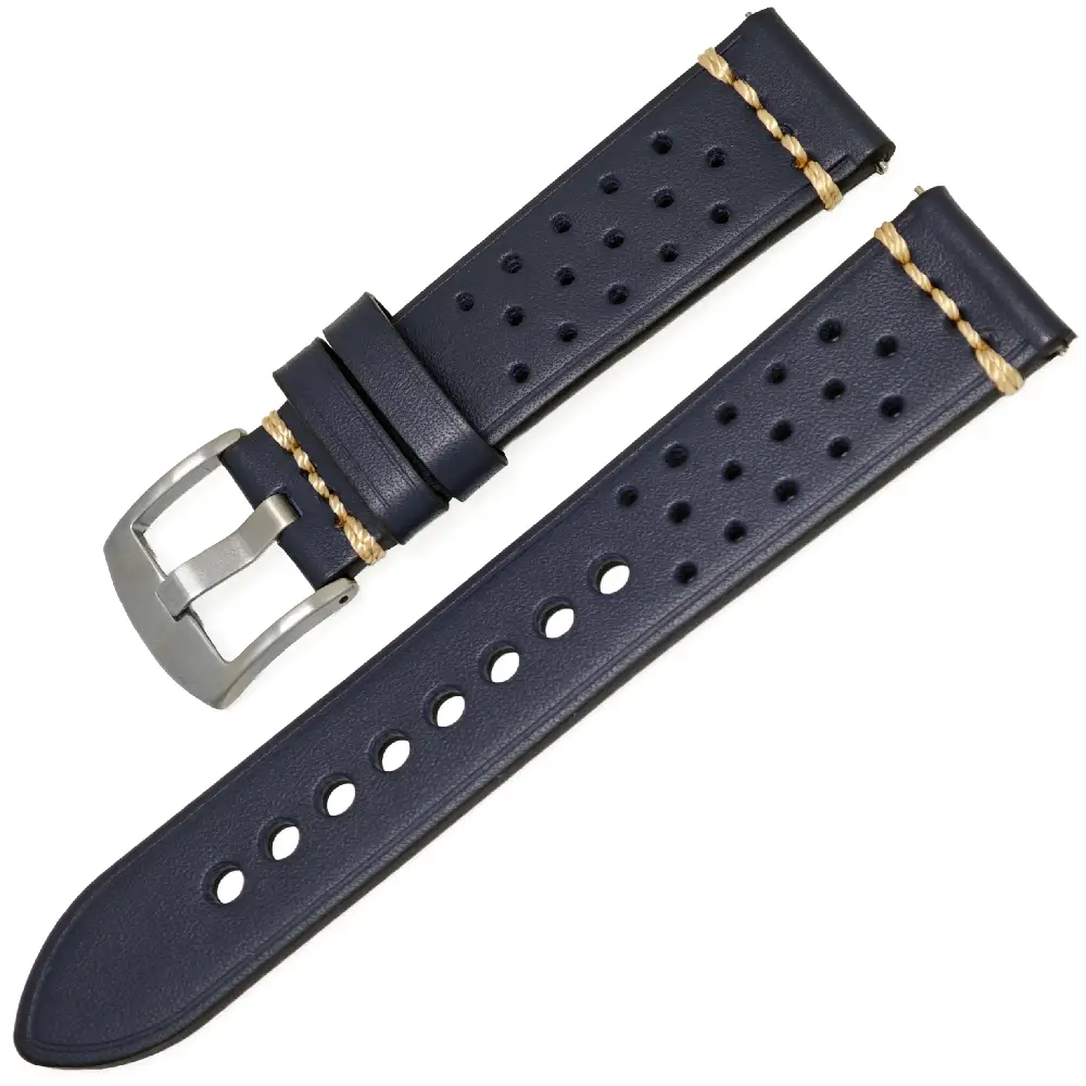 Dugarry Hakiki Deri Saat Kordonu - Lacivert Ralli Stili (22mm, Akıllı Pimli)