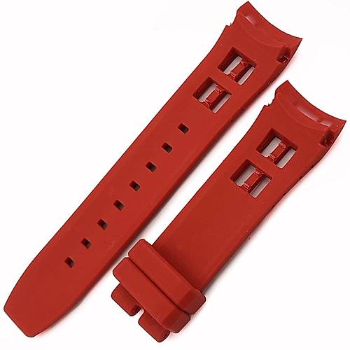 Kavisli Silikon Kırmızı Saat Kordonu 24x21mm