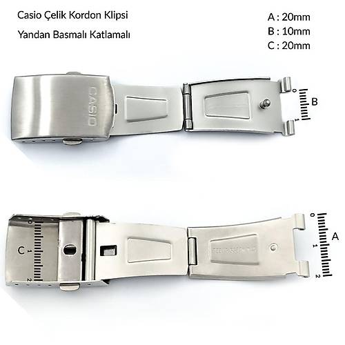 Casio ve Emsali Modellerin Çelik Kordon Klipsi 16-18-20mm Yandan Basmalı