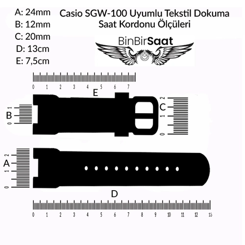 Casio SGW-100 Uyumlu Tekstil Dokuma Saat Kordonu 3 Renk Seçenek