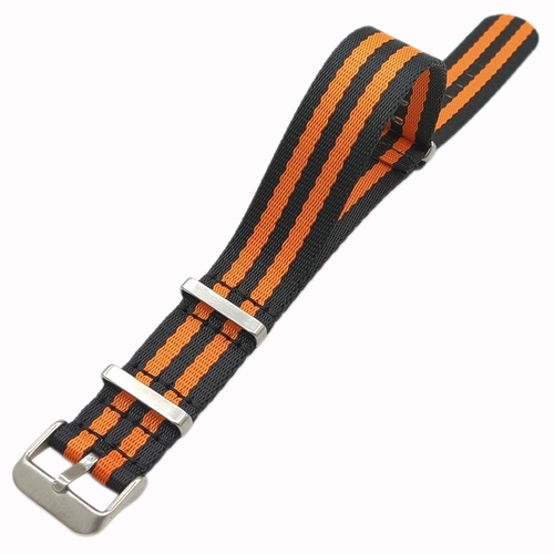 Dokuma Tekstil Saat Kordonu 20-22mm Siyah Turuncu 1.4mm Kal�nl�k