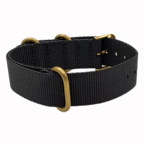 Dokuma Tekstil Saat Kordonu 22mm Siyah 1mm Kal�nl�k Sar� Toka