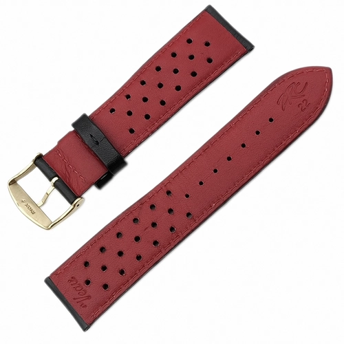 ZRC Cow Perforated Veau Deri Saat Kay��� � 22mm � Alt�n Rengi Inox Toka