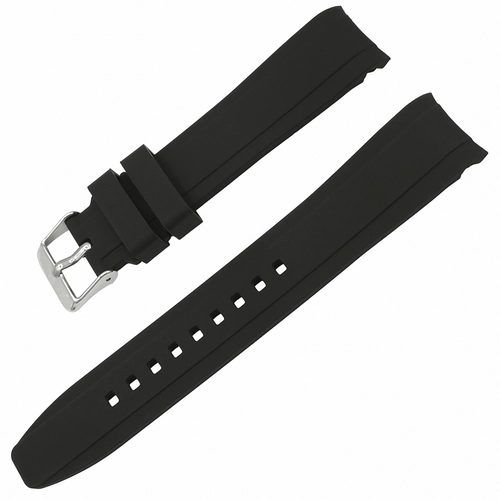 Kavisli Balk Siyah 20mm Rubber Silikon Saat Kordonu