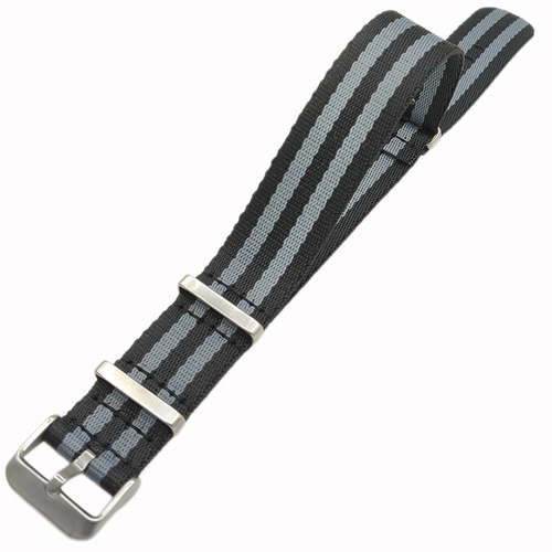 Dokuma Tekstil Saat Kordonu 20-22mm Gri Siyah 1.4mm Kal�nl�k