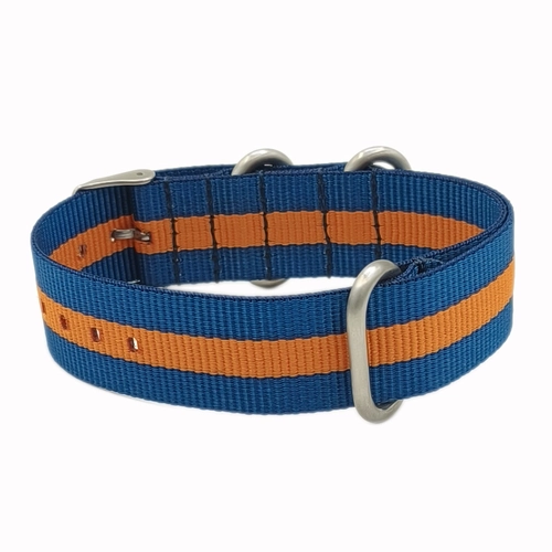 Dokuma Tekstil Saat Kordonu 22mm Lacivert Turuncu 1mm Kal�nl�k