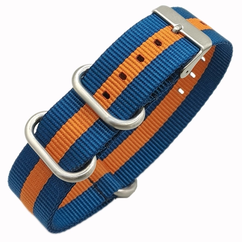 Dokuma Tekstil Saat Kordonu 22mm Lacivert Turuncu 1mm Kal�nl�k