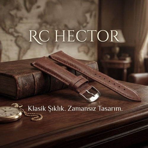 RC Hector Hakiki Deri Koyu Taba Saat Kordonu 22x18mm Bombeli