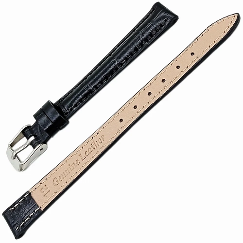 Saat Kordonu Hakiki Deri Yerli retim 12mm Kroko Desen Siyah