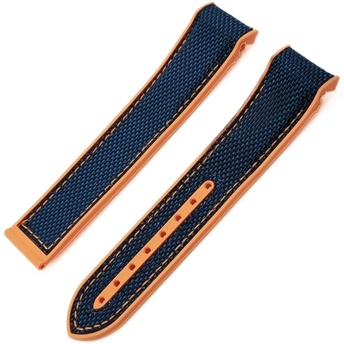 Omega Seamaster Uyumlu Turuncu Kenarl� Lacivert Kanvas Silikon Saat Kordonu