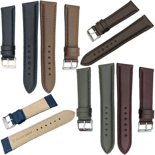Saat Kordonu Hakiki Deri Yerli retim 22mm Bombeli Dikili 5 Renk Seenek