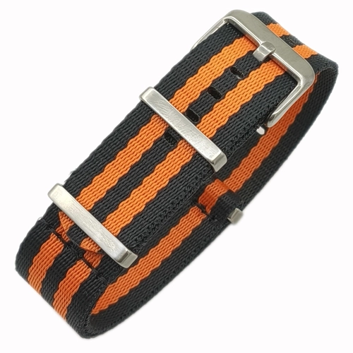 Dokuma Tekstil Saat Kordonu 20-22mm Siyah Turuncu 1.4mm Kal�nl�k