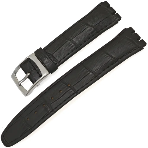 Dugarry Swatch Uyumlu 17mm Siyah Deri Saat Kordonu - Kroko Desen