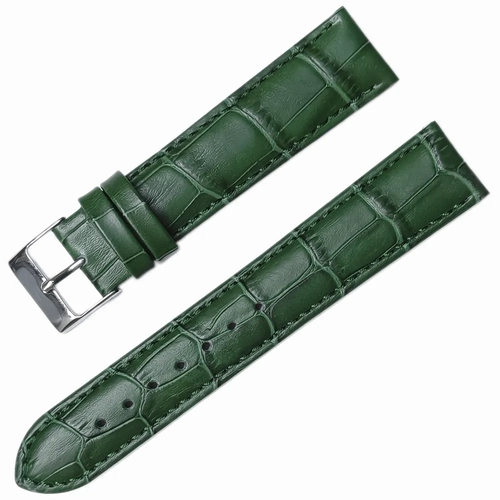 Saat Kordonu Golf Hakiki Deri A Kalite 20mm Yeil Kroko Desen