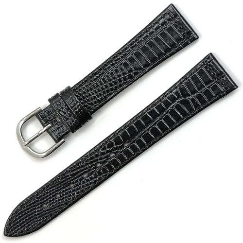 Hakiki Deri Klasik Saat Kordonu 18x14mm | Bandco Buffalo Siyah Lizard