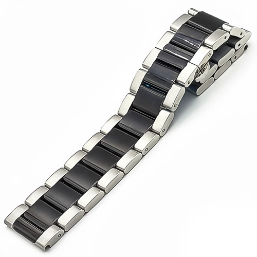 Solid Dolgu �elik Saat Kordonu 20-22-24mm Siyah ve Mat �elik, Kelebek Kilit