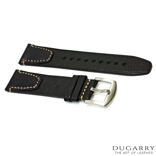Dugarry Artisan Hakiki Deri Saat Kordonu (Siyah, Bej Diki�li, 22mm)