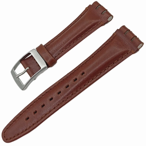 Bandco Swatch Uyumlu 19mm Hakiki Deri Saat Kordonu Kahverengi Desensiz