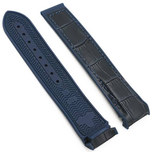 Omega Seamaster Uyumlu Lacivert Silikon Kroko Desen Deri Saat Kordonu