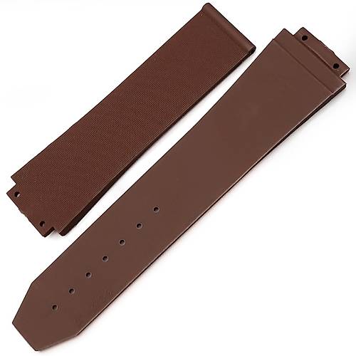 Hublot Uyumlu izgili Silikon Saat Kordonu Kahverengi 25x22x19mm