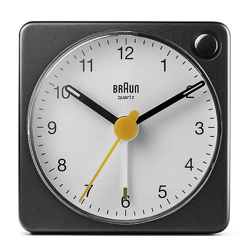 BRAUN BC02XBW S�YAH-BEYAZ KLAS�K SEYAHAT ANALOG ALARMLI MASA SAAT�