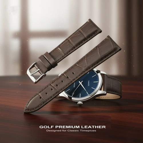 Golf Hakiki Deri Saat Kay��� 22x18mm Koyu Kahverengi Kroko