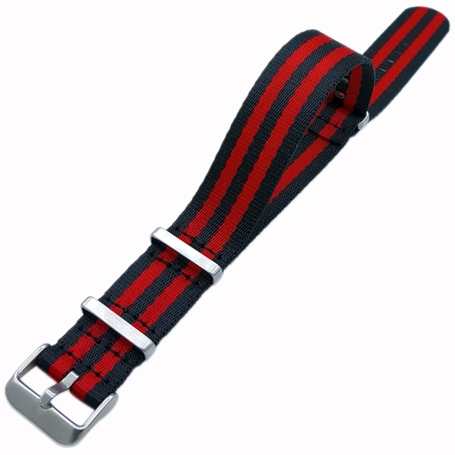 Dokuma Tekstil Saat Kordonu 20-22mm Siyah K�rm�z� 1.4mm Kal�nl�k