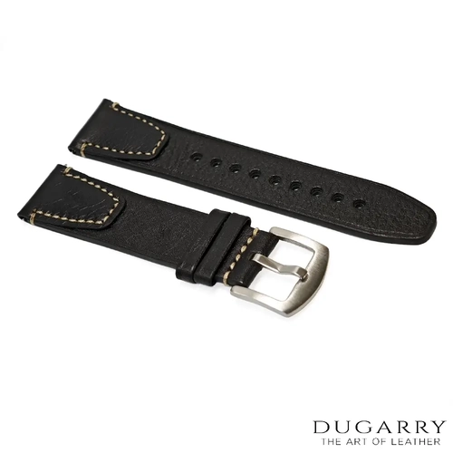 Dugarry Artisan Hakiki Deri Saat Kordonu (Siyah, Bej Diki�li, 22mm)