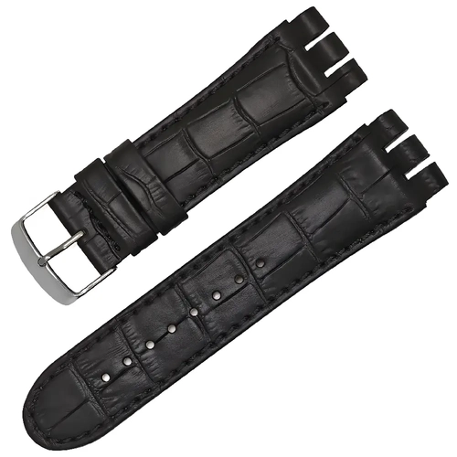 Swatch Irony Chronograph Uyumlu Deri Saat Kordonu 24mm Siyah