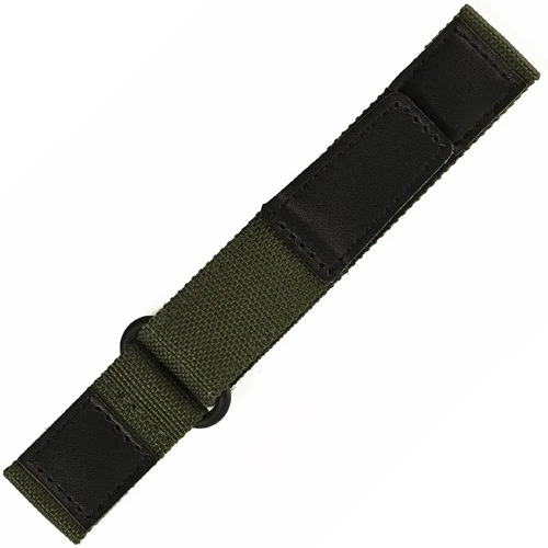 20mm / 22mm Ak�ll� Pimli Taktik Velcro Kanvas Saat Kordonu � Deri Detayl� C�rtl� Spor Kay��