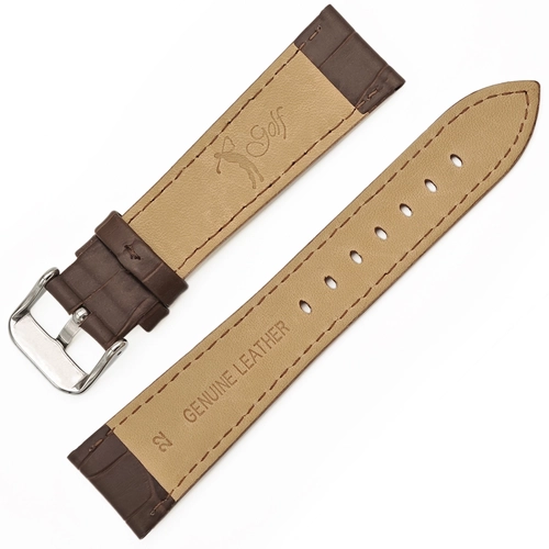 Golf Hakiki Deri Saat Kay��� 22x18mm Koyu Kahverengi Kroko