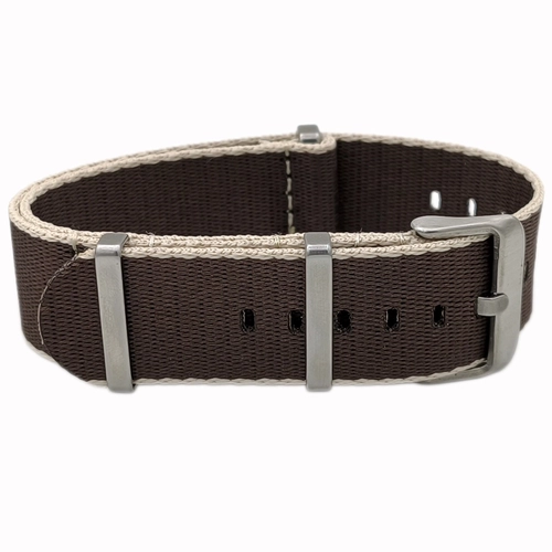 Dokuma Tekstil Saat Kordonu 20-22mm Kahve Bej 1.6mm Kal�nl�k