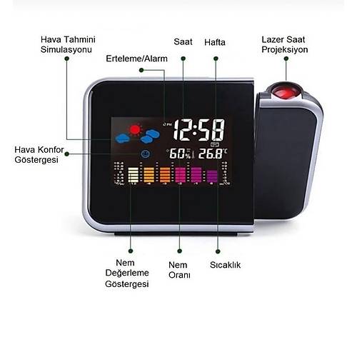 Enarose LED Dijital Alarml Masa Saati E581901