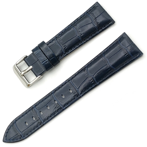 Golf 22mm Lacivert Kroko Desenli Deri Saat Kordonu � Yar� Bombeli Parlak