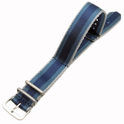 Dokuma Tekstil Saat Kordonu 20-22mm Lacivert F�me Gri 1.6mm Kal�nl�k