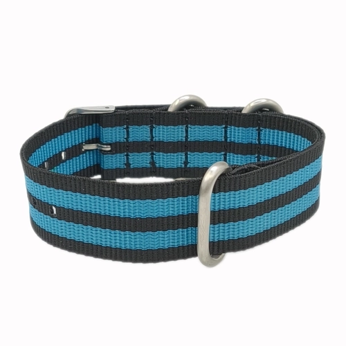 Dokuma Tekstil Saat Kordonu 22mm Mavi Siyah 1mm Kal�nl�k