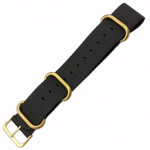 Dokuma Tekstil Saat Kordonu 22mm Siyah 1mm Kal�nl�k Sar� Toka