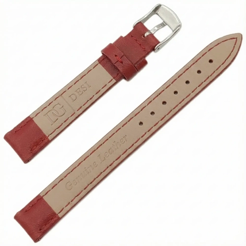 Saat Kordonu Hakiki Deri Yerli �retim 14mm K�rm�z� Desensiz