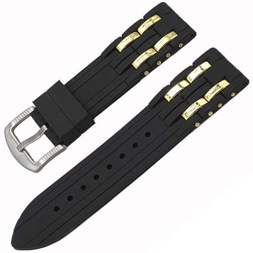 Aksesuar Detayl� Silikon Saat Kordonu 22mm Nikel ve Alt�n Se�enekli