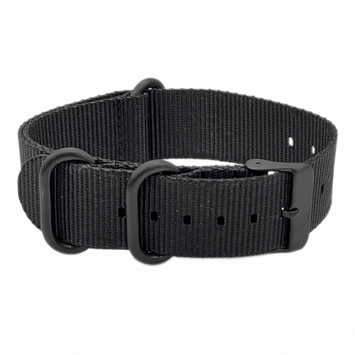 Dokuma Tekstil Saat Kordonu 22mm Siyah 1mm Kal�nl�k Siyah Toka