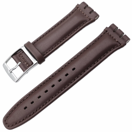 Bandco Swatch Uyumlu Hakiki Deri Saat Kordonu 19mm Koyu Kahverengi