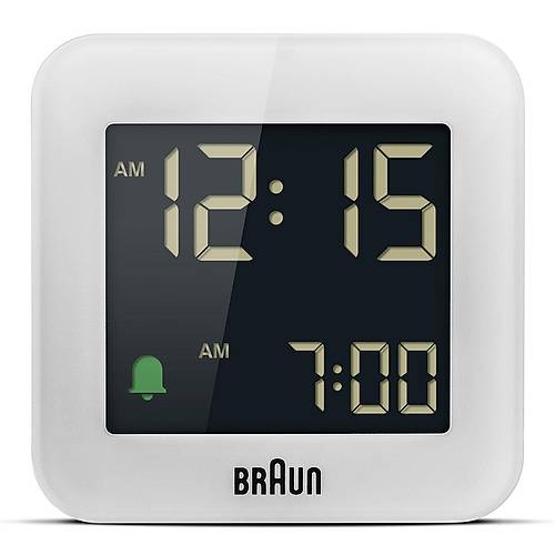 BRAUN BC08W BEYAZ KLASK SEYAHAT DJTAL ALARMLI MASA SAAT