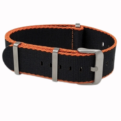 Dokuma Tekstil Saat Kordonu 20-22mm Siyah Turuncu 1.6mm Kal�nl�k