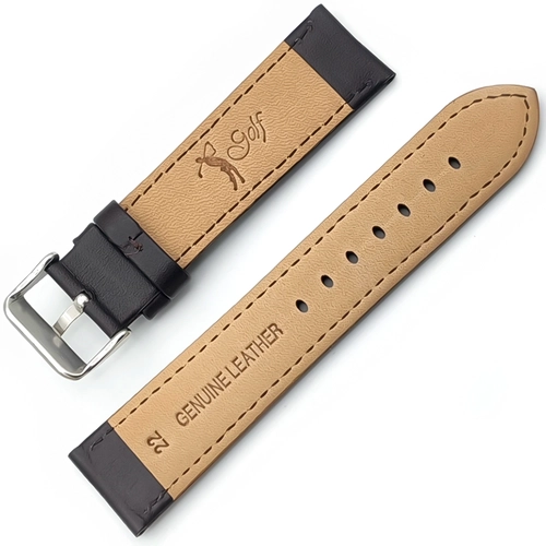 Saat Kordonu Golf Hakiki Deri A Kalite 22mm ok Koyu Kahverengi